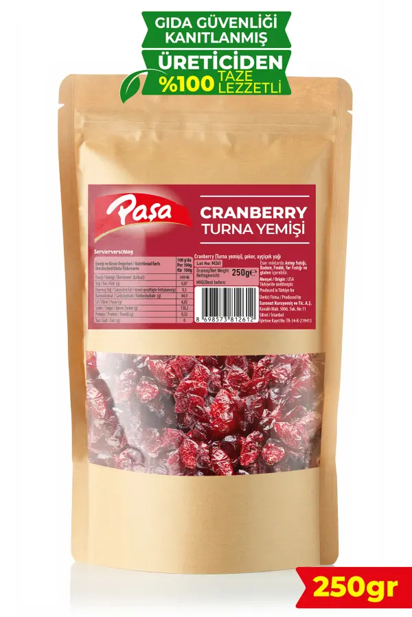 Kurutulmuş Turna Yemişi (Cranberry) 250 gr